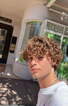 Men Curly Highlights Hair, Surfer Hair Curly, Longer Curly Mens Hair, Men’s Longer Curly Hairstyles, Curly Crop Haircut, Curly Surfer Curtains, White Boy Curly Haircut, Grown Out Curly Hair Men