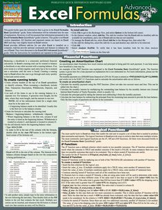 an excel formula poster with the words excel formulas and other information for each column