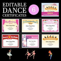 Editable Dance Award Certificate Templates (6) Dance Awards, Dance Team, Dance Teams, Fun Designs, College Life