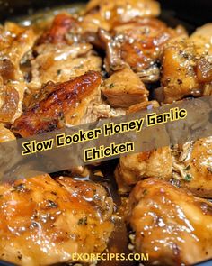 slow cooker honey garlic chicken in a skillet