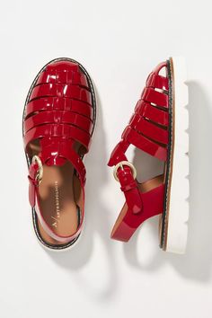 Fisherman Sport Sandals | Anthropologie Best Walking Shoes, Fisherman Sandals, Patent Leather Loafers, Red Fits, Textured Sweater, Jelly Shoes, Sport Sandals, Eva Sole, Spring Shoes