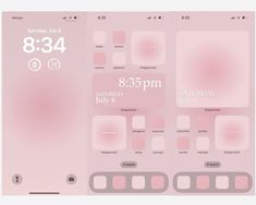 a pink and white clock is displayed on the back side of a phone screen with different time zones