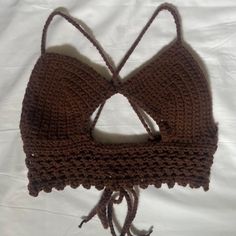 Buy 2 Or More Items And Get Discounted Shipping! - Brand New - Handmade By Me! - Size Xs/S ; Fits 30b 32b 34b Possibly A Cups - Brown Acrylic Yarn - Hand Wash And Air Dry Preferred; Can Use Cold Water On Delicate Wash - Adjustable Straps With Adjustable Lacing Of Straps For A Range Of Sizes Crochet Bralette Top, Crochet Bra, Brown Acrylic, Crochet Bralette, Valentines Crochet, Bralette Top, Bralette Tops, Crochet Clothes, Acrylic Yarn