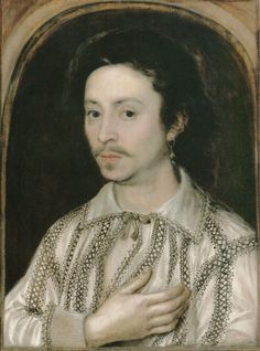 a painting of a man with his hands crossed