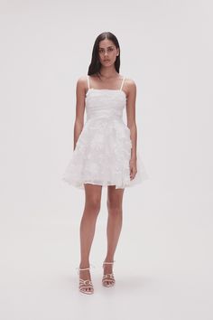 Evangeline Mini Dress | Ivory | Aje – Aje World White Dress Spring, Straight Neckline, Line Shopping, Black Cocktail Dress, White Maxi Dresses, Guest Dresses, Spring Dresses, S Models, Celebrity Weddings