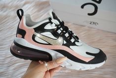 Brand new in box, 100% authentic blinged Nike Air 270 React sneakers. The Nike logo (swoosh) is set with silver Swarovski crystals by hand with permanent adhesive. Also available in rose gold Swarovski. Color: White/black/bleached coral Fit: true to size Finish: all of the Nike Swoosh are blinged w/ silver Swarovski SHIPPING: ships within 2-3 weeks, if you need sooner please message me. INTERNATIONAL SHIPPING: tracking is not included, please pay extra fee if you would like to track your package Nike Shoes Price, Nike Company, Cool Nike Shoes, Nike Air 270, Nike Cortez Shoes, Bling Nike Shoes, Swarovski Nike, Air 270, Nike 270