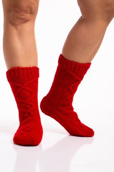 Unique designed, brilliant red color warm winter socks. Hand knitted from 100% sheep wool. Adorable red color, extremely soft and warm natural wool yarn, These hand knitted socks will keep you warm and cozy during the cold months. They are great gift for your grandma.   Size: 36-39 EU/3-6 UK/6-9 US Measurements give a general idea of the size. Knits can stretch & shrink depending on wear, care & storage. Materials: 100% Wool Sheep wool is very special material with various valuable characteristics. It is Anti-allergic, Breathable and Antimicrobial. It naturally helps regulate body temperature and cancels out odors. It is anti-static, stain resistant and easy to clean, it keeps dust away. It is 100% ecological and biodegradable. The wool product will not stretch or sag and will keep its ori Red Leg Warmers, Warm Winter Socks, Knitted Boots, Hand Knit Headband, Boots Socks, Knit Boot Socks, Hand Knit Socks, Knitted Headband, Knitted Socks