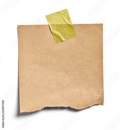 a piece of brown paper with yellow adhesive tape on it