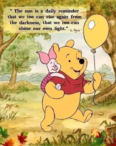 winnie the pooh and piglet holding a balloon