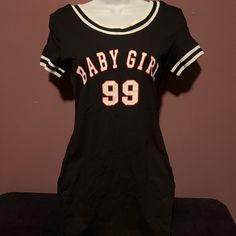 New Black Baby Girl Summer Dress Fits Medium (Tag Says Large) Brand New Shein Cute Cotton Dress With Crew Neck, Cute Black Mini Dress With Short Sleeves, Cotton Dresses With Graphic Print In Cute Style, Short Sleeve Cotton Dresses With Letter Print, Short Sleeve Cotton Dress With Letter Print, Cotton Dress With Letter Print And Short Sleeves, Cute Black Cotton Dress, Black Letter Print Dress For Spring, Sporty Black Mini Dress