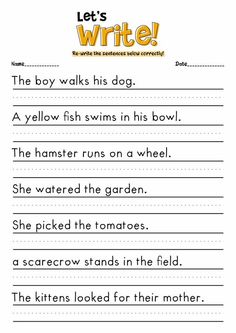 the worksheet for writing words and pictures to help kids learn how to write