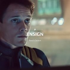 an image of a man looking at something in the distance with caption that reads ensign