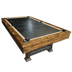 the pool table is made out of wood and metal