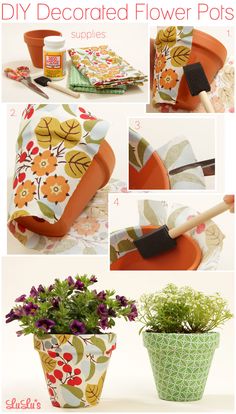 the instructions for how to decorate flower pots