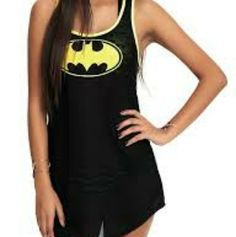 Batman Themed Swimsuit Coverup Or Semi-Sheer Long Tank Top)Short Dress From Hot Topic, Brand New Without Tags(They Ripped Off But The Plastic Tag Hanger Is Still Attached), Perfect Condition, Size Small Black Sleeveless Tank Top For Beachwear, Sleeveless Black Tank Top For Beachwear, Black Sleeveless Beachwear Tank Top, Fun Yellow Sleeveless Top, Yellow Stretch Tank Top For Beach, Casual Sleeveless Tops For Swimming, Black Racerback Top For Vacation, Black Sleeveless Beachwear Top, Fun Black Beach Top