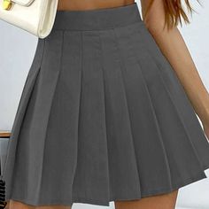 Isn’t The Right Size But It’s Brand New In Perfect Condition. Gray Mini Skirt Free Standing Coat Rack, Grey Pleated Skirt, Preppy Skirt, Rok Mini, Tailored Skirt, School Skirt, Grey Mini Skirt, High Waisted Pleated Skirt, Halloween Costume Outfits