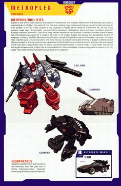 an advertisement for toys from the 1990s with images of vehicles and people in them, including a robot