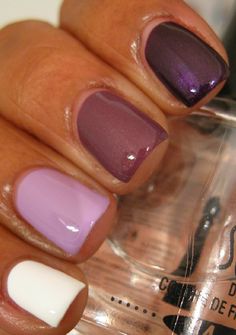 Karine’s Vernis Club: Lazy Days Of Summer #2 - Ombre Nail Color Combo Ideas, Purple Gradient Nails, Purple Ombre Nails, Plum Nails, Nails Opi, Purple Gradient, Purple Ombre