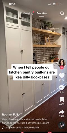 the kitchen pantry built - ins are ikea billy bookcases