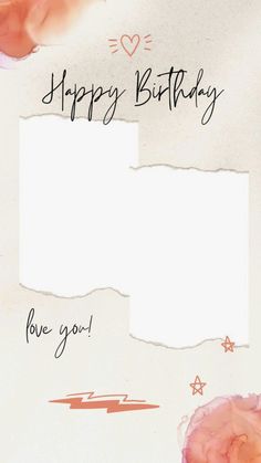 a piece of paper with the words happy birthday on it