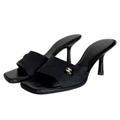 Black Open Toe Mules. Size 11 (41 Eu) Vintage Mules, Shoes Chanel, Size 11 Heels, Chanel Black, Chanel Shoes, Open Toe, Chanel, Heels, Women Shopping