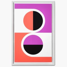 an abstract art piece with two circles on it