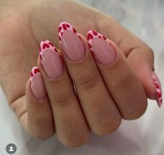 Red And Pink Nails Short, Cow Nails, Hello Nails, February Nails, Summery Nails, Pretty Gel Nails, Short Acrylic Nails Designs, Girls Nails, Minimalist Nails