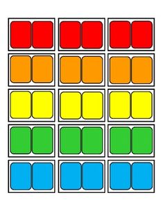 an array of different colored squares on a white background, with the same color in each square