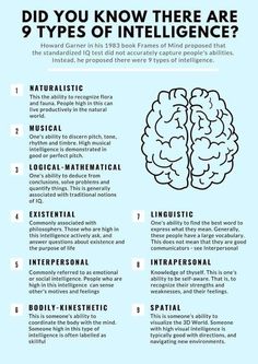 an info poster with the words did you know there are 9 types of intelligent people?