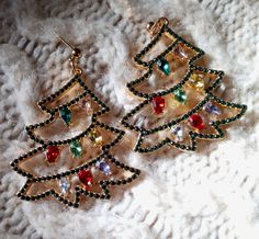 For the person who loves to sparkle! Festive Holiday Jewelry With Rhinestones, Christmas Festive Jewelry With Rhinestones, Christmas Party Jewelry With Sparkling Details, Sparkling Jewelry For Christmas Party, Sparkling Christmas Party Jewelry, Purple Sage, Christmas Trees, Crystal Earrings, Labour Day