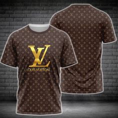 Louis Vuitton Golden Logo Brown Luxury Brand T-Shirt Outfit For Men Women Outfit Trending 2023 Logo Luxury