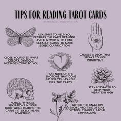 a poster with the words tips for reading tarot cards