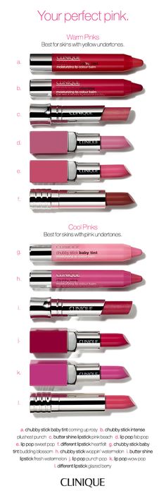 Find the perfect pink lipstick shade for your skin tone. Warm pinks are best for skins with yellow undertones. Cool pinks are best for skins with pink undertones. Perfect Pink Lipstick, Pink Lipstick Shades, Makeup Artist Portfolio, Pink Skin Tone, Penyimpanan Makeup, Pale Makeup, Cool Skin Tone, Lipstick Shade, Natural Lipstick