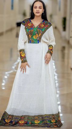 Beautiful Pattern Ethiopian Dress Habesha Dress Women's Dress Habesha Kemis Eritrean Dress Women's Style ሀበሻ ቀሚስ ሀበሻ ልብስ Oromo Dress, Ethiopian Fashion, Eritrean Dress, Habesha Dress, Ethiopian Traditional Dress, Ethiopian Women, Ethiopian Dress, Habesha Kemis, Handwoven Fabric