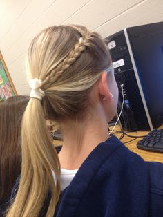 French braid into a pony tail French Plait, Picture Day Hair, French Braid Ponytail, Slicked Back Ponytail, Side French Braids, Braided Pony, Concert Hairstyles