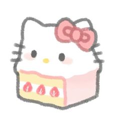 a drawing of a hello kitty cake