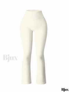 Bjux - Slimming Flare Yoga Pants with Seamless, Bare Sensation, Tummy Control, and Lifted Butt - Fitness Flare Pants Stretch High-cut Leg Pants, High Stretch Seamless White Bottoms, Elastic Full Length Workout Pants, Elastic Full-length Workout Pants, Tight High-cut Leg Loungewear Bottoms, Seamless Fitted Yoga Bottoms, High Stretch Solid Color High-cut Leg Pants, Stretch High-cut Leg Loungewear Bottoms, Tight Seamless Pants For Loungewear