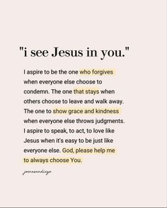 an image with the words i see jesus in you written on it, and there is a