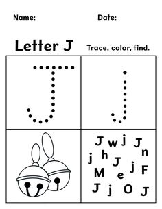 the letter j worksheet for children to learn how to write and draw letters