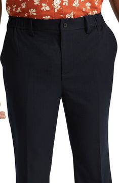 Go from the office to evening fun with these tapered-leg pants featuring a classic low rise and crisp creases. 69% polyester, 30% rayon, 1% elastane   Machine wash, line dry   Imported Stretch Ankle-length Dress Pants For Semi-formal Occasions, Fitted Ankle-length Pants For Business Casual, Slim Fit Ankle-length Business Pants, Business Slim Fit Ankle-length Pants, Slim Fit Ankle Pants For Business, Stretch Tapered Leg Dress Pants For Office, Slim Fit Tapered Leg Business Bottoms, Business Slim Fit Tapered Leg Bottoms, Four-way Stretch Office Trousers