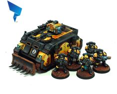 the warhammers are painted in yellow and black