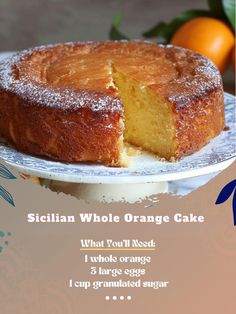 Whole Orange Cake, Recipes Chili, Pasta Bread, Sandwich Lunch, Baked Dessert, Bread Sandwich, Orange Cake Recipe, Sicilian Recipes, Monkey Bread