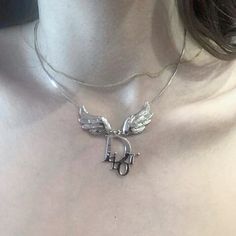 Dior Necklace, Angel Necklace, Wing Necklace, Metal Necklace, Jewelry Lookbook, Grunge Style, Jewelry Inspo