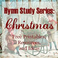 a christmas card with two children on a sleigh and the words hym study series christmas free printables, resources, and ideas