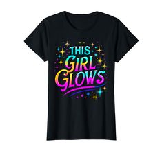 PRICES MAY VARY. This Girl Glows design, perfect for 80s and 90s themed parties. This Girl Glows design is for 80s and 90s party enthusiasts. Lightweight, Classic fit, Double-needle sleeve and bottom hem Groovy Tshirt, Vintage Disco, Women Tie, Disco Dance, Girls Tie, Birthday Tshirts, Birthday Shirts, Girls Tshirts, Branded T Shirts