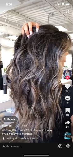 Foilage Balayage Dark Hair, Neutral Brown Balayage On Dark Hair, Light Highlights On Dark Brown Hair, Ash Highlights For Dark Brown Hair, Ashy Blonde Balayage On Dark Hair, Spring Brunette Hair Color, Dark Brown Hair With Money Piece, Ashy Babylights On Dark Hair, Blond Streaks