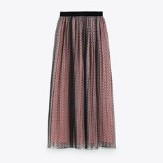 Brand New With Tag. Trendy Zara Pink Skirt, Trendy Pink Zara Skirt, Pink Flowy Skirt By Zara, Zara Pink Flowy Skirt, Zara Pleated Skirt, Pleated Organza, Zara Midi Skirt, Black Velvet Skirt, Sequin Midi Skirt