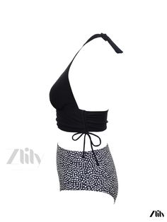 Zlily - Chic Polka Dot Bikini Sets: V Neck Halter Tie, High Waist, and Stretchy Beachwear - 2 Pieces Swimsuit for Womens Swimwear & Clothing Polka Dot Swimwear For Summer Vacation, Polka Dot Beachwear Swimwear For Summer, Polka Dot Beachwear For Summer, Polka Dot Tankini For Summer Swimming, Summer Polka Dot Tankini For Swimming, Polka Dot Halter Neck Swimwear For Beach Season, Polka Dot Tankini For Summer Vacation, Polka Dot Sleeveless Tankini For Summer, Sleeveless Polka Dot Tankini For Summer