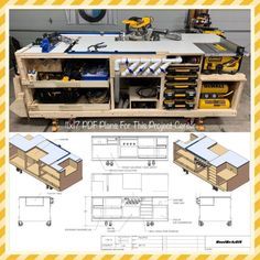 an image of a workbench with lots of tools on top and below it