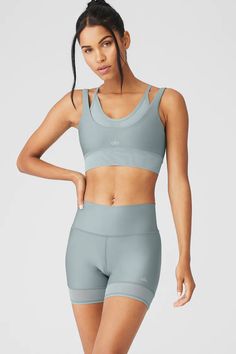 Airlift Double Trouble Bra - Black | Alo Yoga Athleisure Mesh Sports Bra With Built-in Bra, Compressive Bra-friendly Alo Yoga Activewear, Alo Yoga Sports Bra With Light Support And Stretch, Alo Yoga Nylon Activewear For Sports, Compressive Athleisure Sports Bra With Removable Pads, Athleisure Compressive Sports Bra With Removable Pads, Alo Yoga Fitted Sporty Tank Top, Alo Yoga Fitted Sports Bra For Training, Alo Yoga Sports Bra With Built-in Bra For Yoga